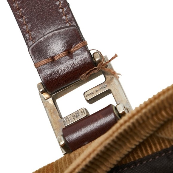 FENDI Handbag Tote Bag 26693 Brown Khaki Corduroy Leather Women's - Picture 6 of 12